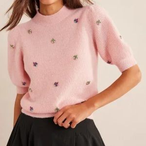 NWT Boden Embellished Fluffy T-shirt Sweater